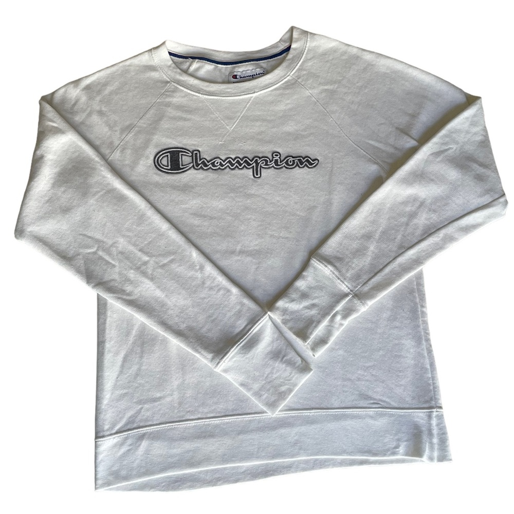 Champion Athleticwear Women’s Size XS White Crewneck Pullover Sweater W/ Logo✨